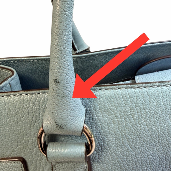 Michael Kors Leather Satchel Crossbody Blue Silver Tone Chain Strap - Picture 3 of 16